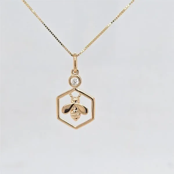 14kt YG Honeycomb Bee w/diamond pendant