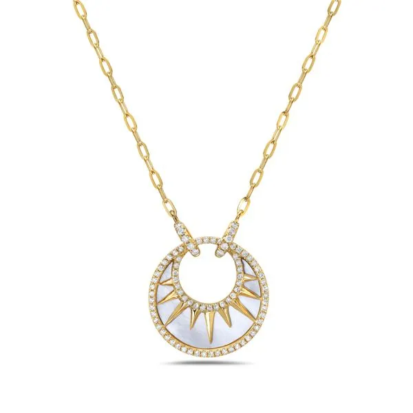 14kt YG Mother of Pearl and Diamond Pendant Carroll's Jewelers Doylestown, PA