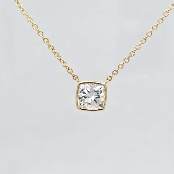 14kt YG 1ct LG Cushion Diamond Pendant