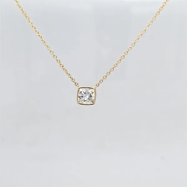 14kt YG 1ct LG Cushion Diamond Pendant