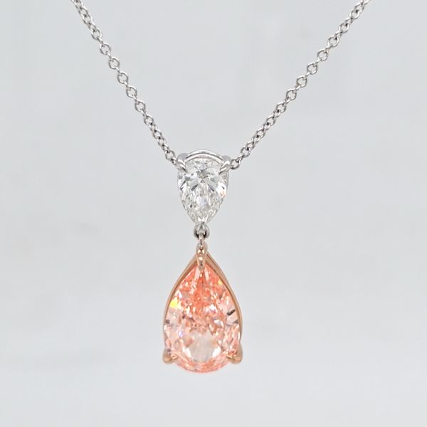 White and Rose Gold LG Pink Diamond Necklace Carroll's Jewelers Doylestown, PA