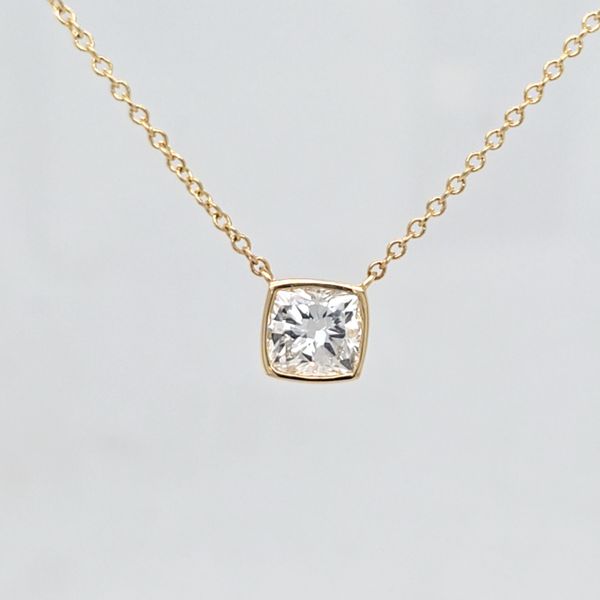 14kt YG 1ct LG Cushion Diamond Pendant Image 2 Carroll's Jewelers Doylestown, PA