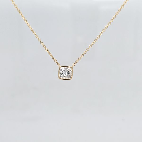 14kt YG 1ct LG Cushion Diamond Pendant Carroll's Jewelers Doylestown, PA