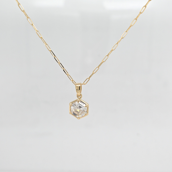 LG Diamond Hexagon Solitaire Pendant Image 2 Carroll's Jewelers Doylestown, PA