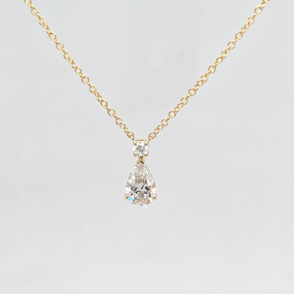 2 Stone Pear and Round LG Diamond Pendant Carroll's Jewelers Doylestown, PA