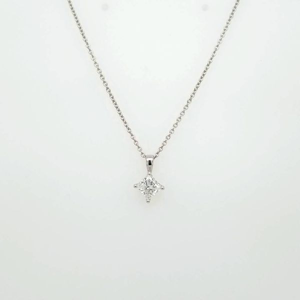 14kt WG .33ct lab grown princess cut diamond solitaire pendant Image 2 Carroll's Jewelers Doylestown, PA