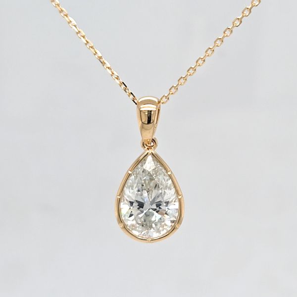 Pear Shape LG Diamond Bezel Solitaire Pendant Image 2 Carroll's Jewelers Doylestown, PA