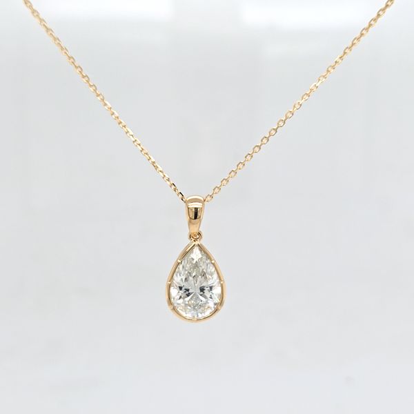 Pear Shape LG Diamond Bezel Solitaire Pendant Carroll's Jewelers Doylestown, PA