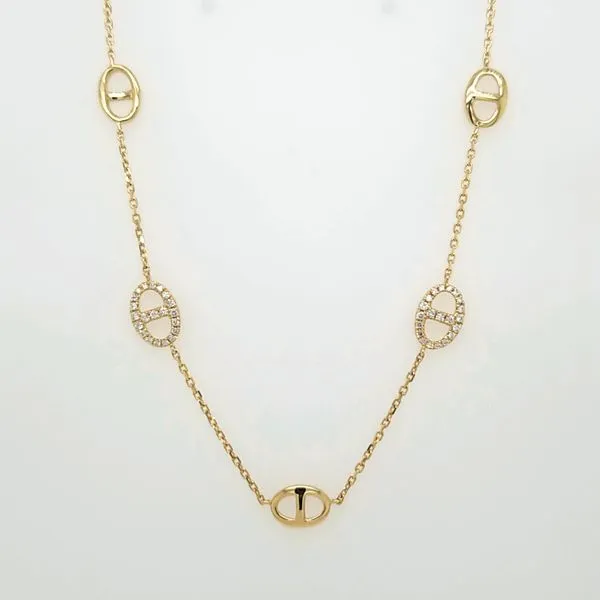 14kt YG station necklace with diamonds Carroll's Jewelers Doylestown, PA