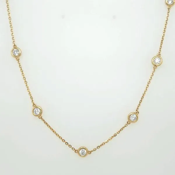 14kt YG Lab Grown Diamond Bezel Station necklace Carroll's Jewelers Doylestown, PA