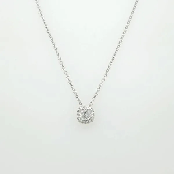 14kt WG Lab Grown Diamond Halo Pendant Image 2 Carroll's Jewelers Doylestown, PA