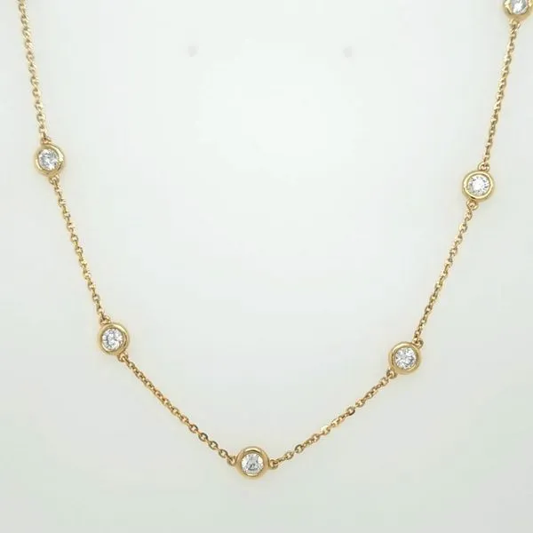 14kt YG 4ct TW Lab Grown Diamond Station necklace