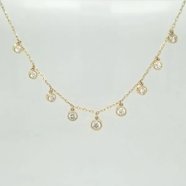 14kt YG Diamond Dangle Station necklace