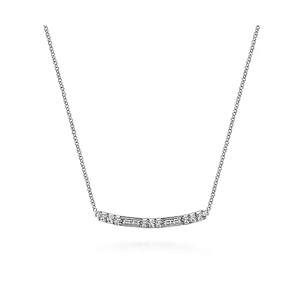 14kt WG diamond curved bar necklace Carroll's Jewelers Doylestown, PA