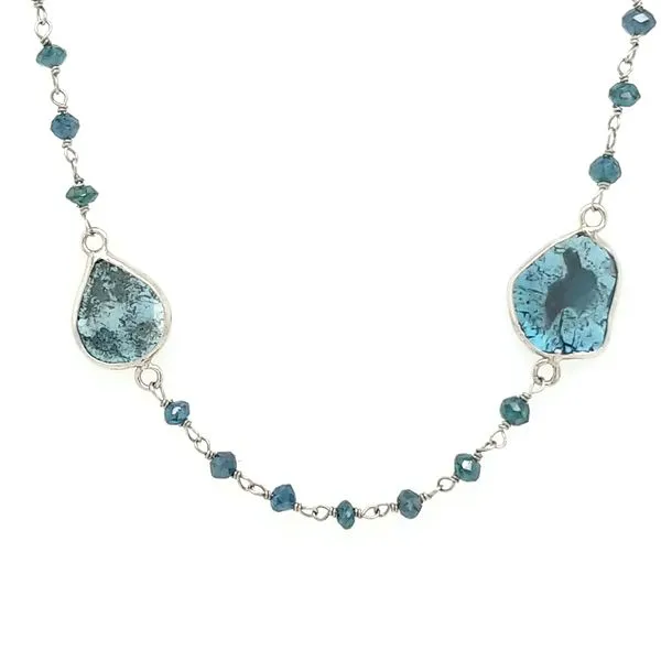 14kt WG Blue Diamond Station necklace Image 2 Carroll's Jewelers Doylestown, PA