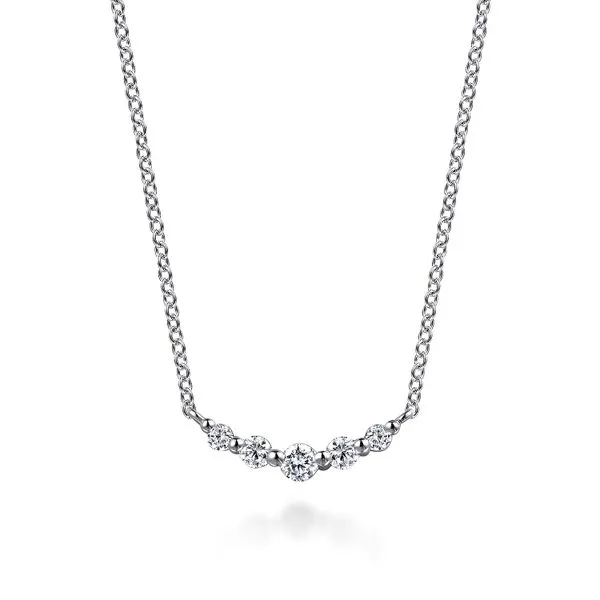 14kt WG White Sapphire Bar necklace similar item image