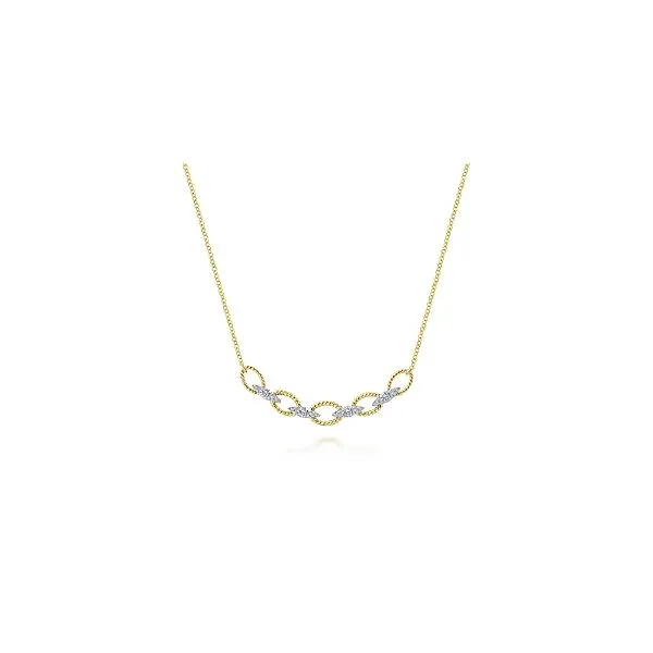 14KT 2 tone twisted rope Oval link necklace similar item image