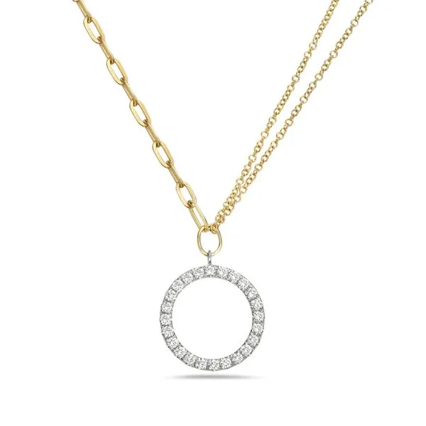 2 Tone Diamond Circle Necklace similar item image
