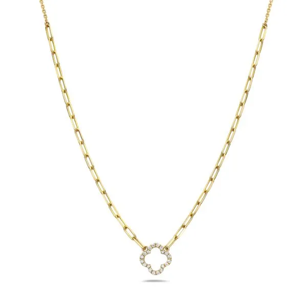 14kt YG Diamond Clover Necklace