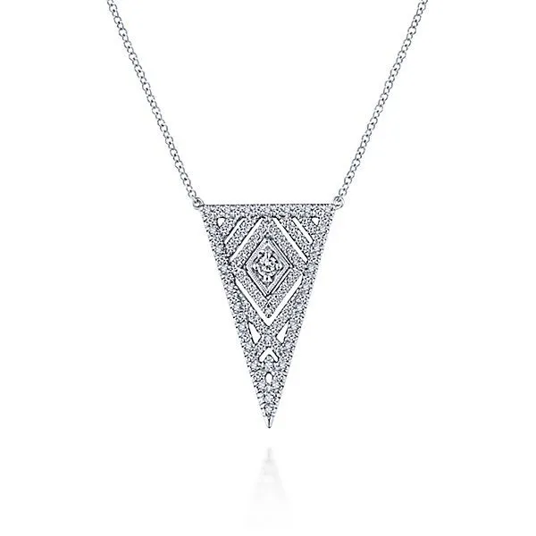 14kt WG Geometric Diamond Necklace Carroll's Jewelers Doylestown, PA