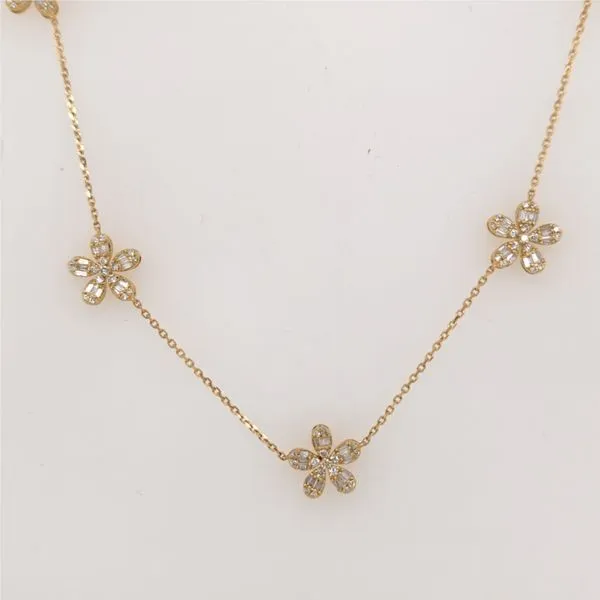 18kt YG Diamond Flower Station Necklace thumb image 2