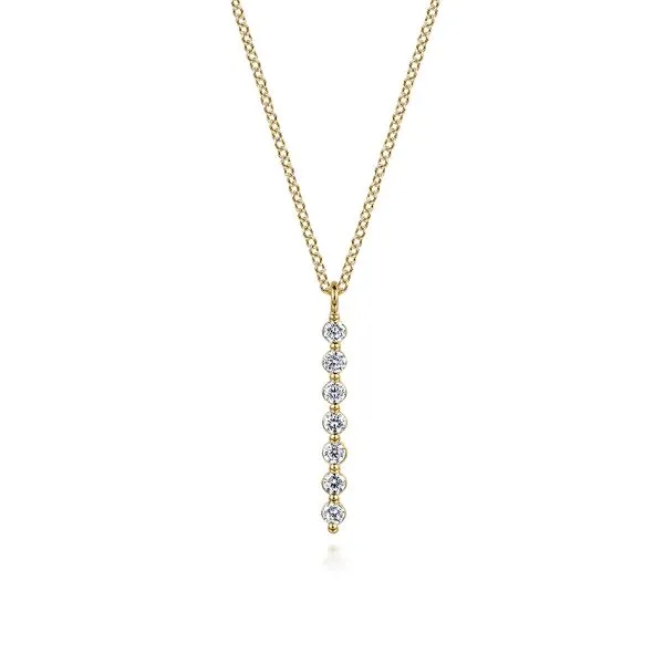 14kt YG White Sapphire Bar necklace
