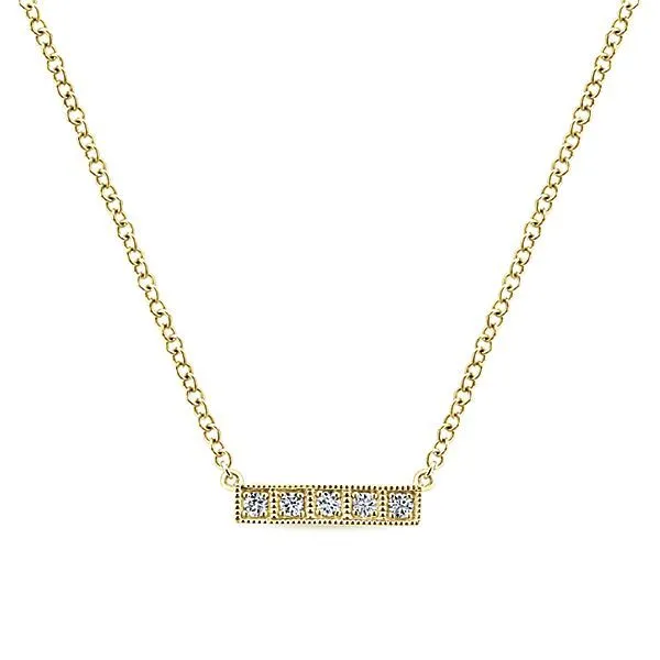 YG Diamond Bar Necklace