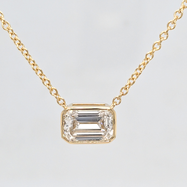 14kt YG Lab Diamond Bezel Solitiare necklace Carroll's Jewelers Doylestown, PA