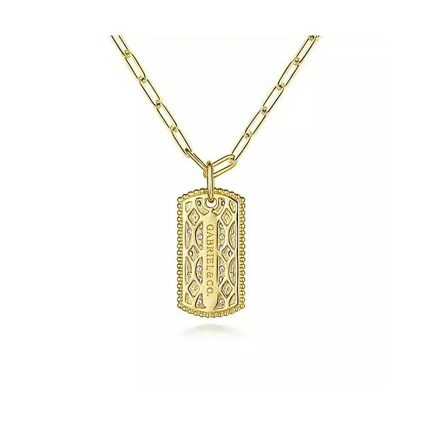 14kt 2 Tone .69ct TW Diamond Dog Tag Pendant Image 2 Carroll's Jewelers Doylestown, PA