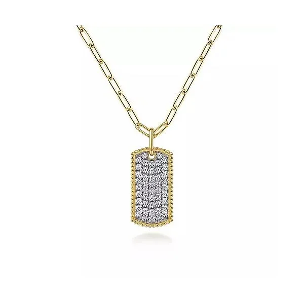 14kt 2 Tone .69ct TW Diamond Dog Tag Pendant Carroll's Jewelers Doylestown, PA