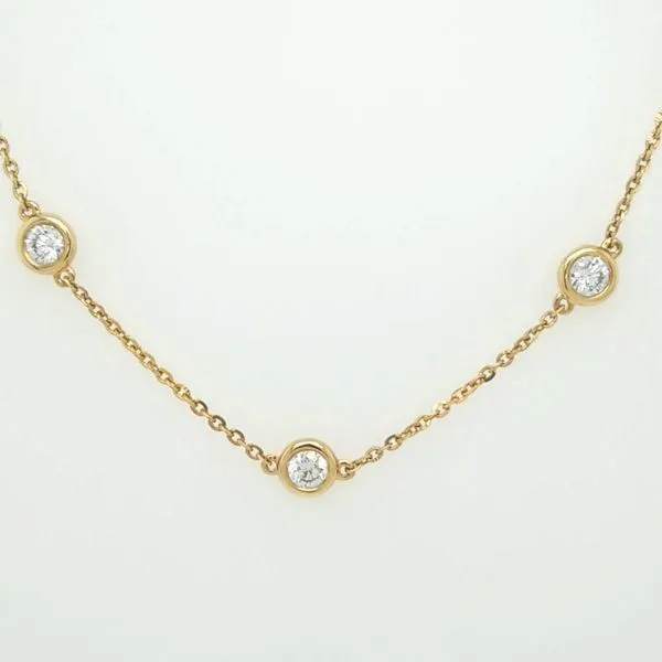 14kt YG Lab Grown Diamond Bezel Station necklace Image 2 Carroll's Jewelers Doylestown, PA