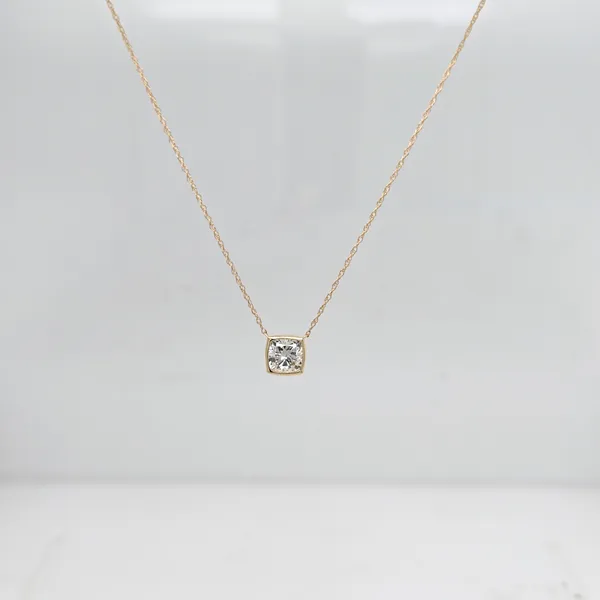 14kt YG Lab Grown Bezel solitaire pendant Image 2 Carroll's Jewelers Doylestown, PA