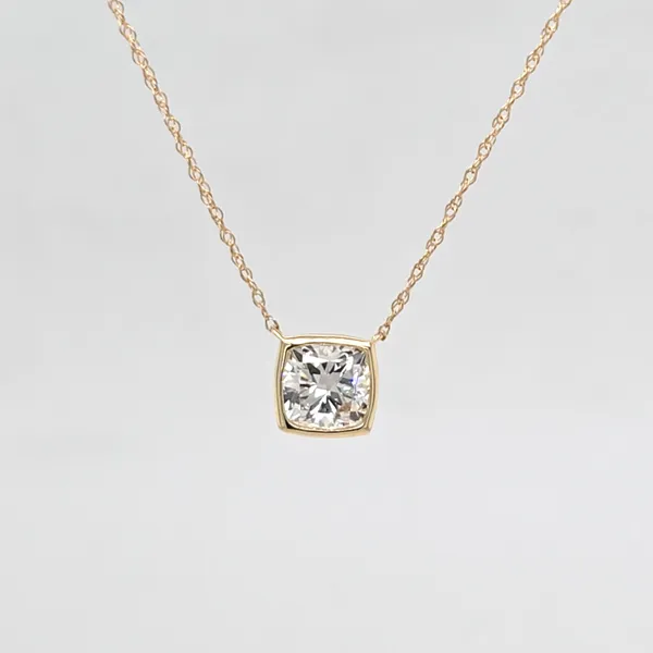 14kt YG Lab Grown Bezel solitaire pendant Carroll's Jewelers Doylestown, PA