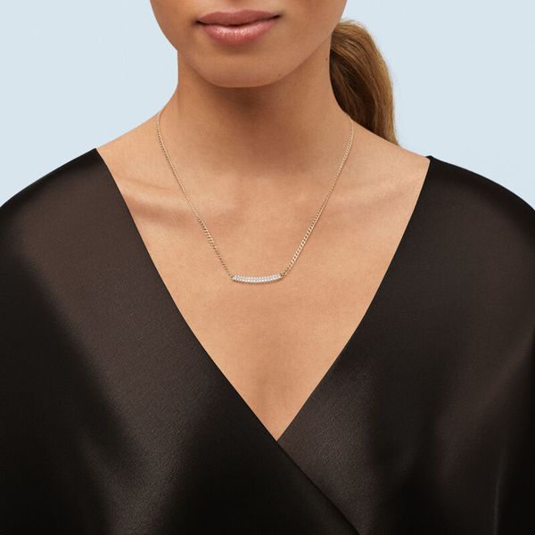 14kt YG Curved Bar Necklace Image 2 Carroll's Jewelers Doylestown, PA