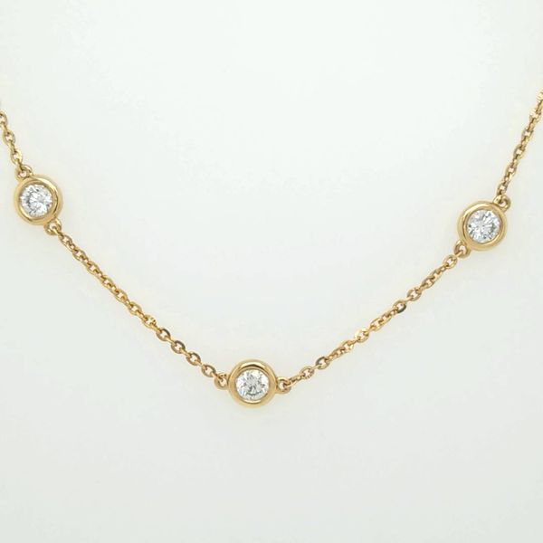 14kt YG Lab Grown Diamond Bezel Station necklace Image 2 Carroll's Jewelers Doylestown, PA