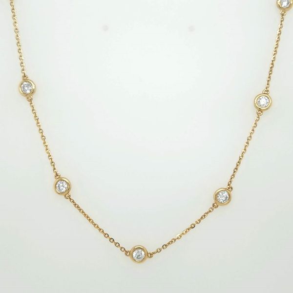 14kt YG Diamond Bezel Station Necklace Carroll's Jewelers Doylestown, PA