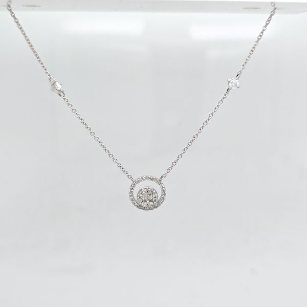 14kt Pave Diamond Circle Necklace Image 2 Carroll's Jewelers Doylestown, PA