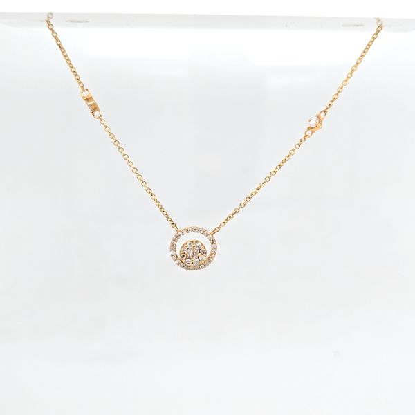 14kt YG Diamond Pave Circle Necklace Image 2 Carroll's Jewelers Doylestown, PA