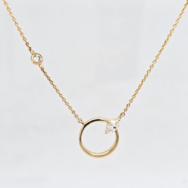 14kt YG Diamond Circle Necklace Image 2 Carroll's Jewelers Doylestown, PA