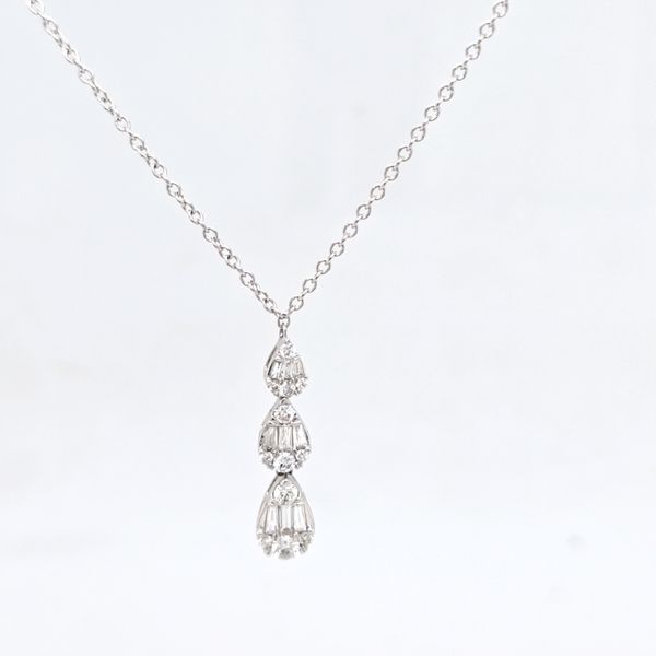 14kt WG Diamond Cluster Drop Necklace Image 2 Carroll's Jewelers Doylestown, PA
