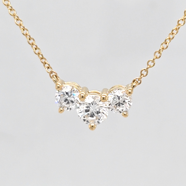 14kt YG 3 stone Lab Grown Diamond necklace Image 2 Carroll's Jewelers Doylestown, PA