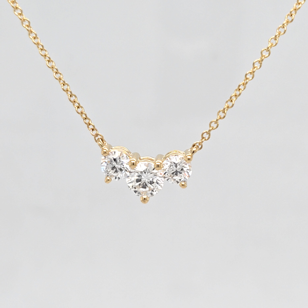 14kt YG 3 stone Lab Grown Diamond necklace Carroll's Jewelers Doylestown, PA