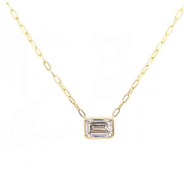 2ct Emerald Cut Solitaire Bezel Necklace Image 2 Carroll's Jewelers Doylestown, PA