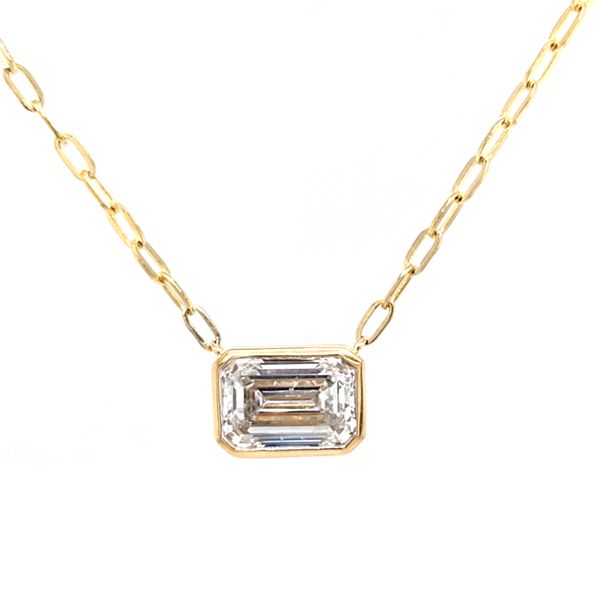 2ct Emerald Cut Solitaire Bezel Necklace Carroll's Jewelers Doylestown, PA
