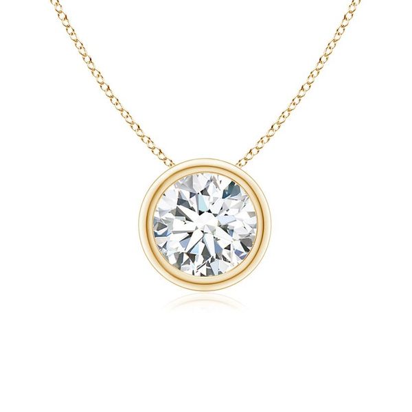 14kt YG 2 carat LG Diamond Solitaire Bezel Necklace Carroll's Jewelers Doylestown, PA