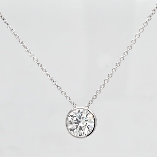WG LG Diamond Bezel Solitiare Necklace Carroll's Jewelers Doylestown, PA