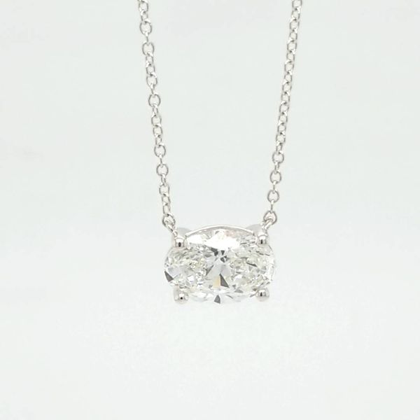 Lab Grown Oval Solitaire necklace Carroll's Jewelers Doylestown, PA