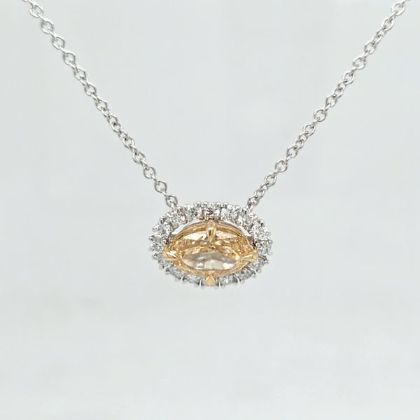 14kt YG Yellow Diamond Halo Necklace Image 2 Carroll's Jewelers Doylestown, PA