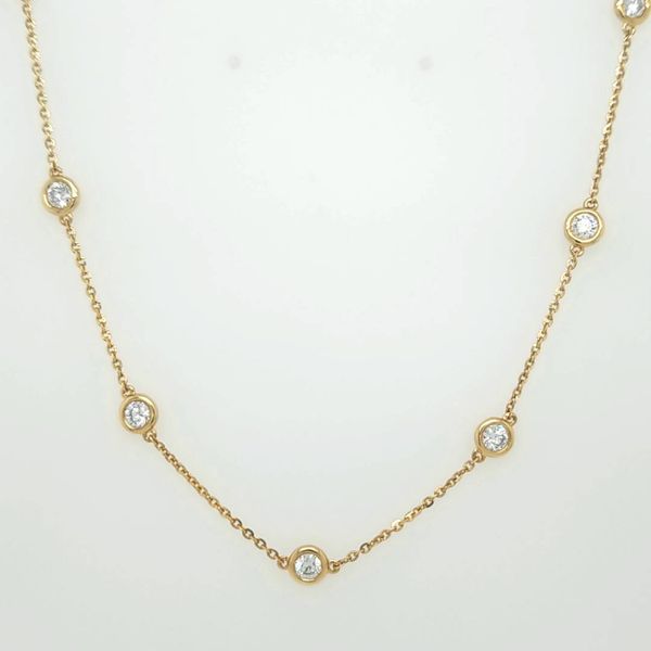 14kt YG Lab Grown Diamond Bezel Station necklace Carroll's Jewelers Doylestown, PA