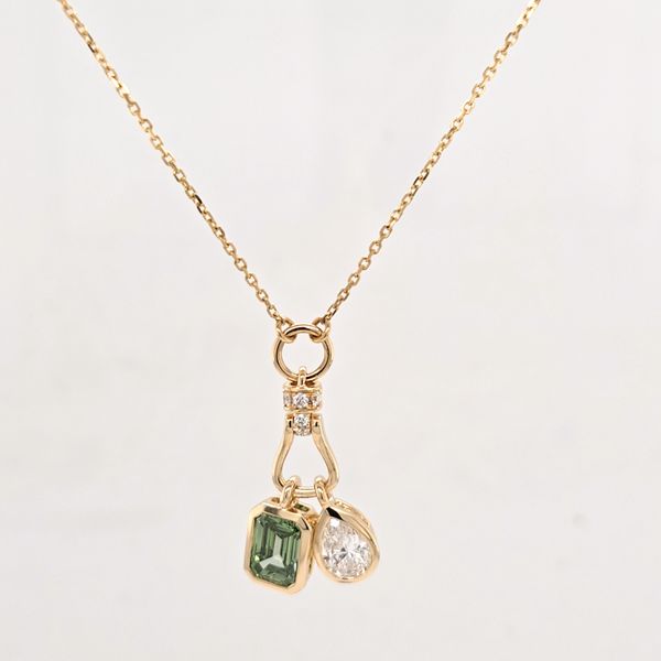 Green and White Diamond 2 Stone Pendant Image 3 Carroll's Jewelers Doylestown, PA
